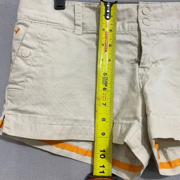 American Eagle Outfitters Khaki Low Rise Shorts w/ Orange Trim | Size 4 - Picture 3 of 4